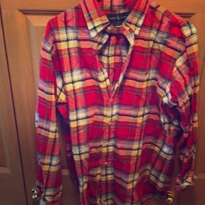 Red polo flannel buttton down